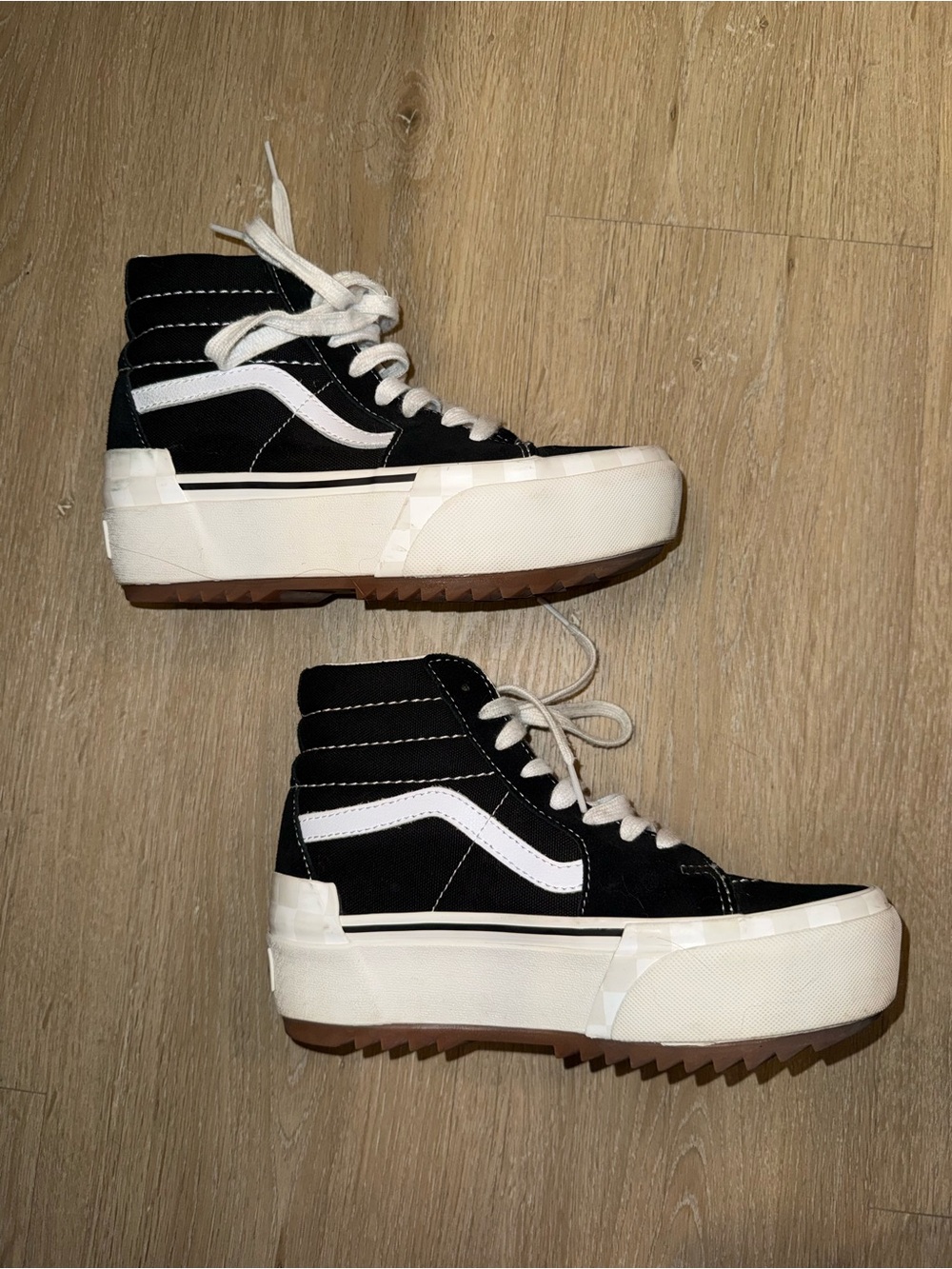 Vans Sk8-Hi Stacked Black, White & Gum Platform Shoes